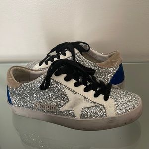 Golden Goose Super Star Silver Glitter Sneakers